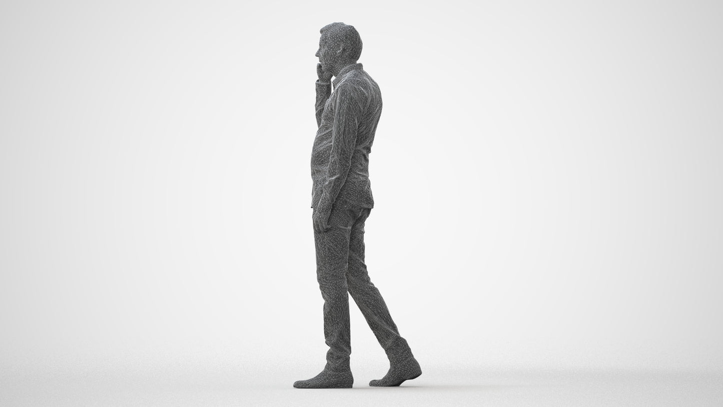 3D scanned man walking business, photorealistic archviz people for Enscape and SketchUp, square thumbnail