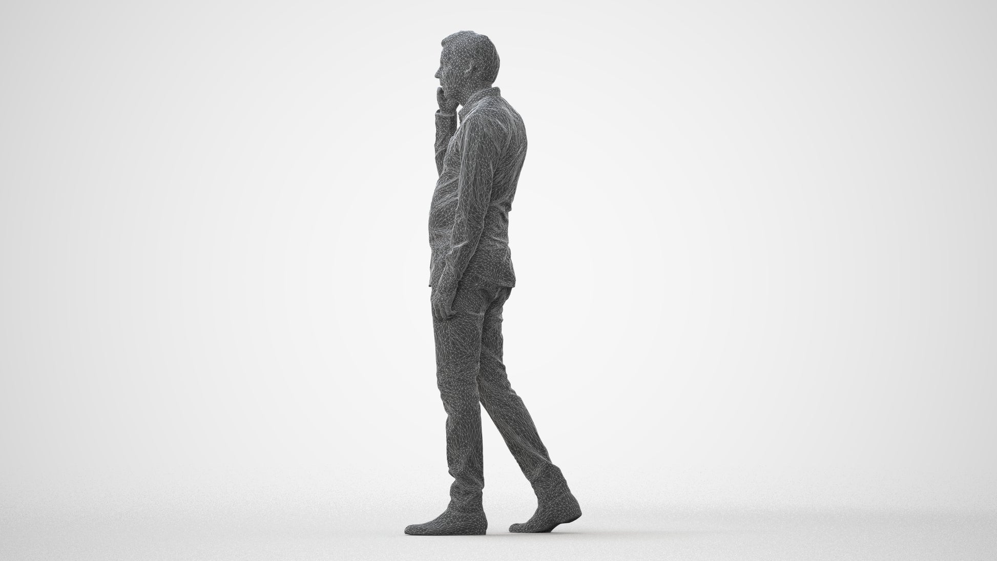 3D scanned man walking business, photorealistic archviz people for Enscape and SketchUp, square thumbnail