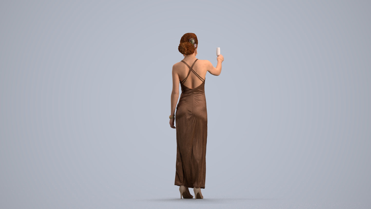 photogrammetry 3D woman formal, realistic human model archviz FBX, front view render