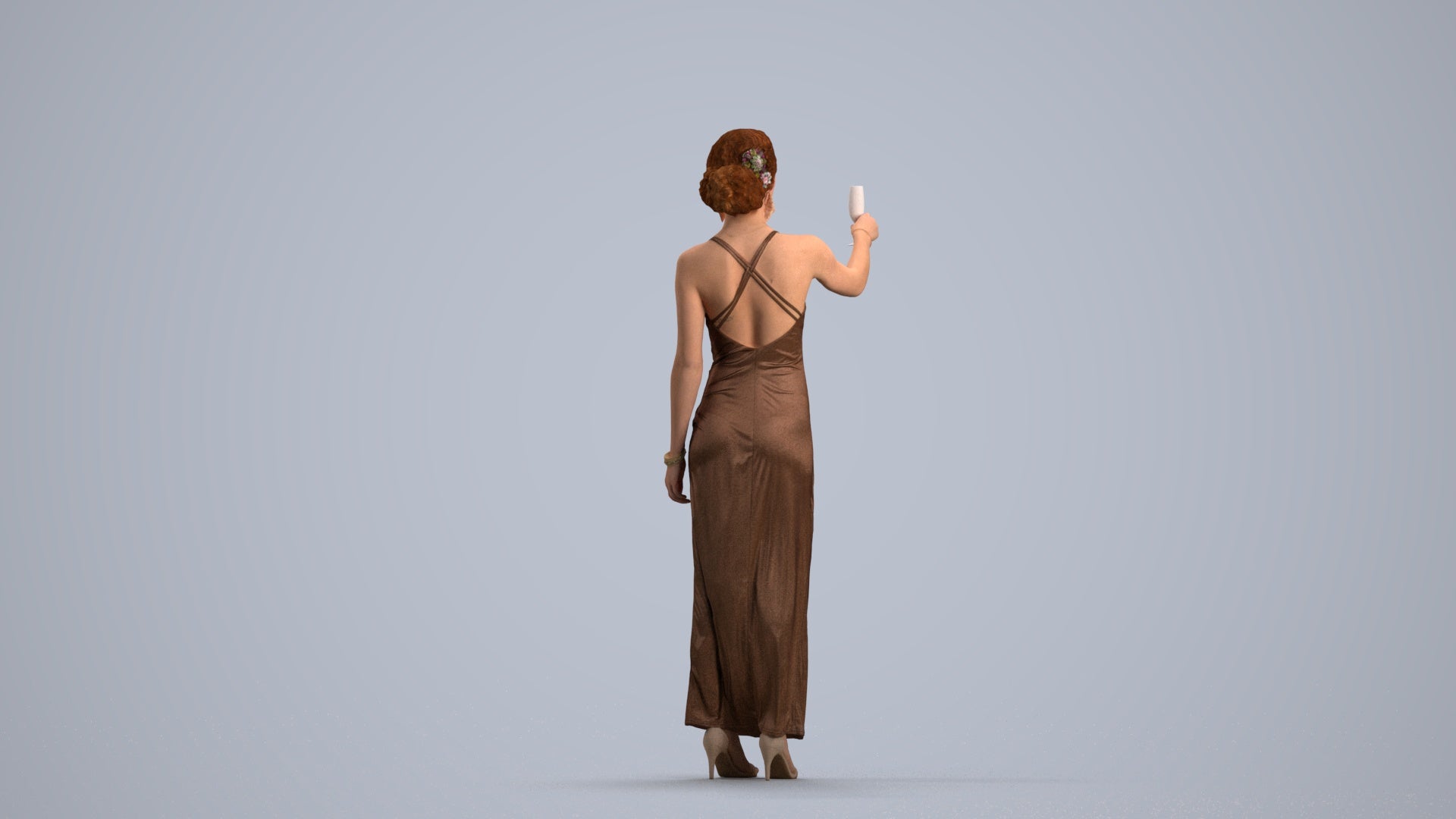 photogrammetry 3D woman formal, realistic human model archviz FBX, front view render