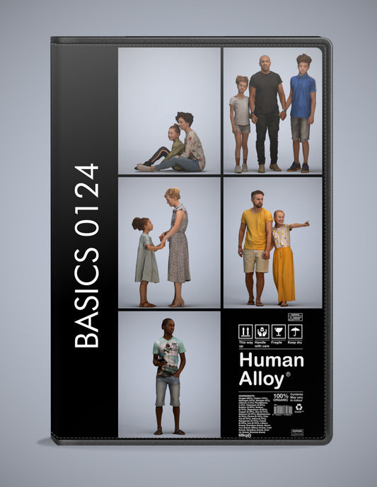 scanned 3D people kids collection, 5 photogrammetry models for Enscape and V-Ray
