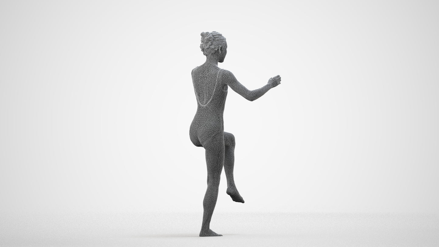 photogrammetry 3D woman pool, realistic human model archviz FBX, wireframe side view