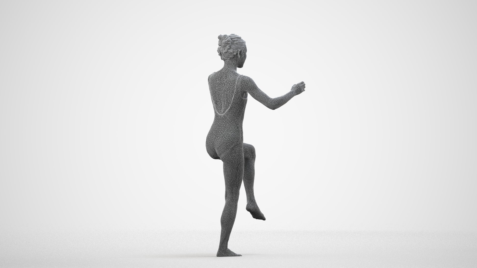 photogrammetry 3D woman pool, realistic human model archviz FBX, wireframe side view