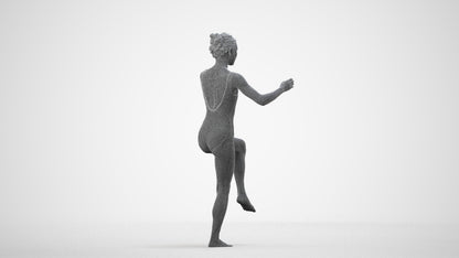photogrammetry 3D woman pool, realistic human model archviz FBX, wireframe side view