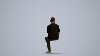 3D scanned man sitting casual, photorealistic archviz people for Enscape and SketchUp, front view render