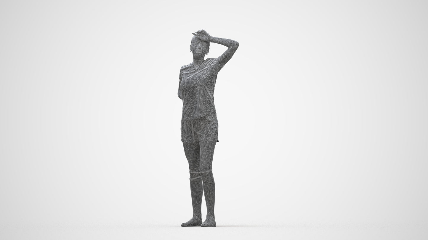 3D scanned woman sport, photorealistic archviz people for Enscape and SketchUp, wireframe back view
