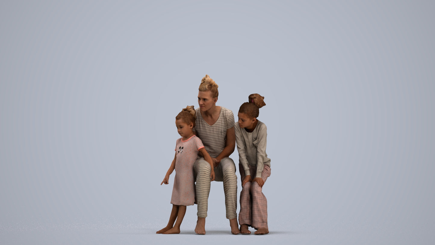 scanned 3D girl casual kids, photogrammetry people for Enscape and V-Ray, standing pose render
