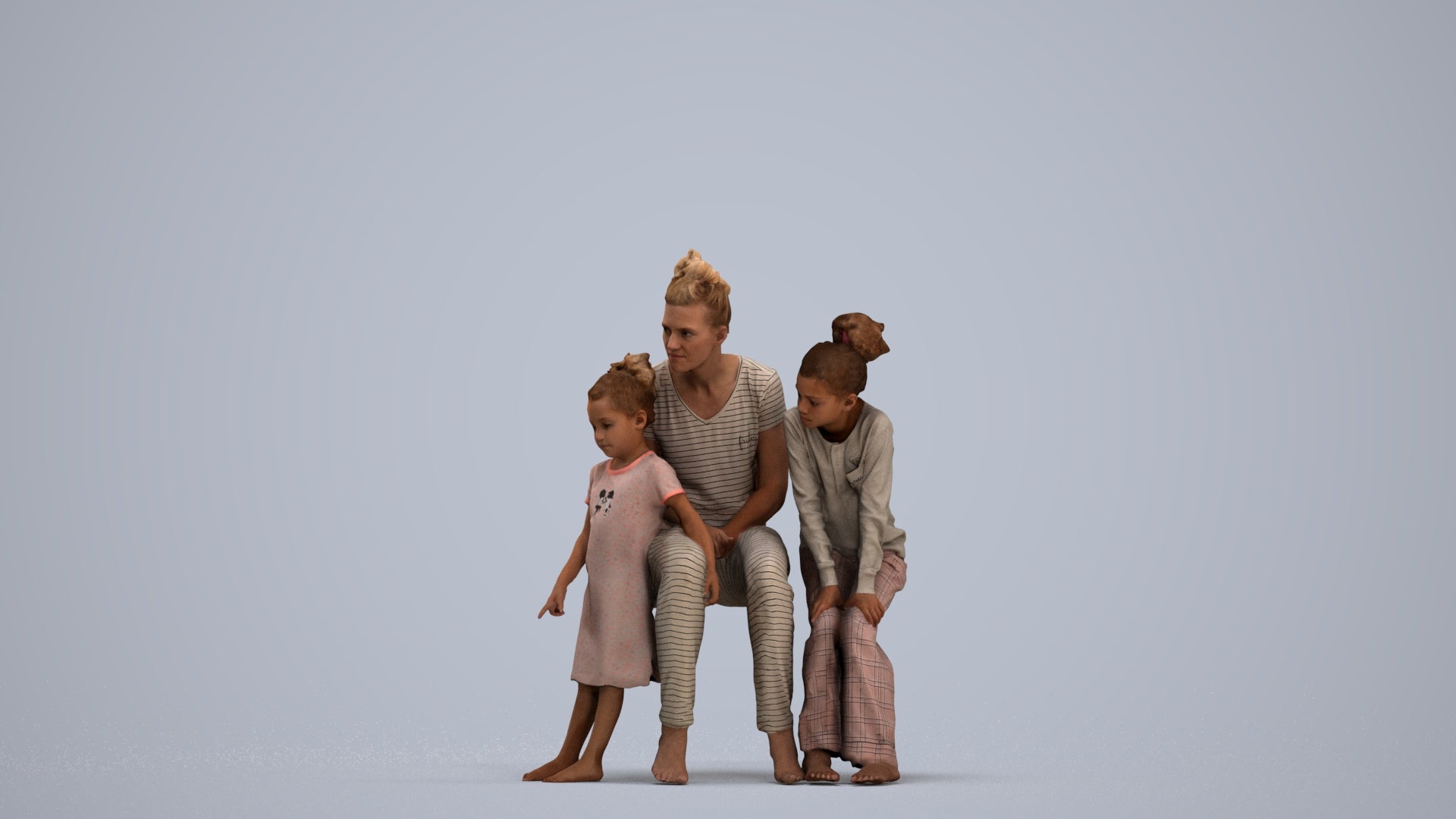 scanned 3D girl casual kids, photogrammetry people for Enscape and V-Ray, standing pose render