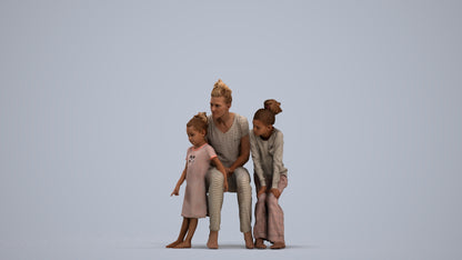 scanned 3D girl casual kids, photogrammetry people for Enscape and V-Ray, standing pose render