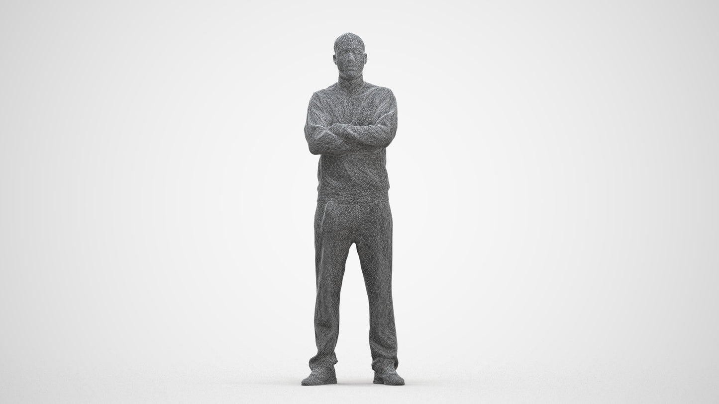 scanned 3D man standing, photogrammetry people for Enscape and V-Ray, three-quarter front view render