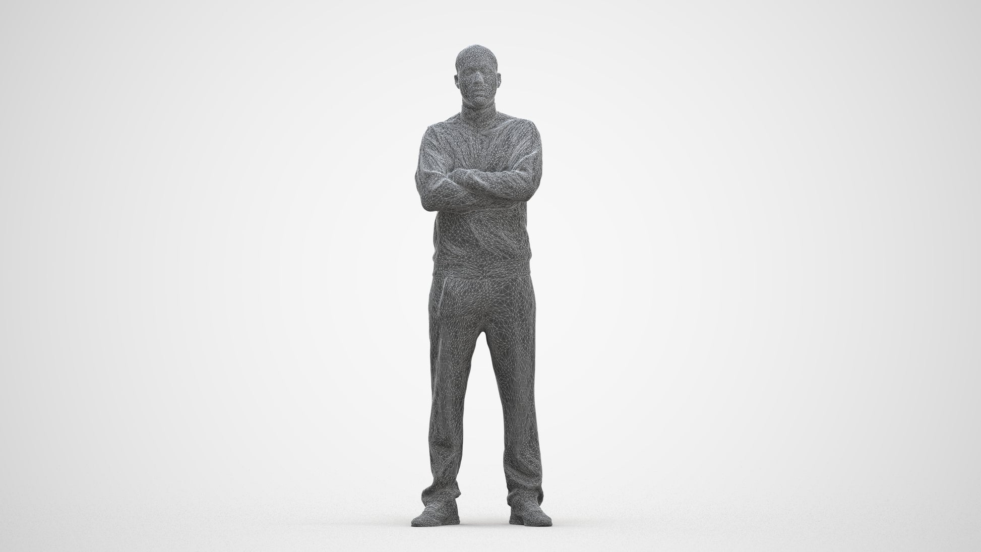 scanned 3D man standing, photogrammetry people for Enscape and V-Ray, three-quarter front view render