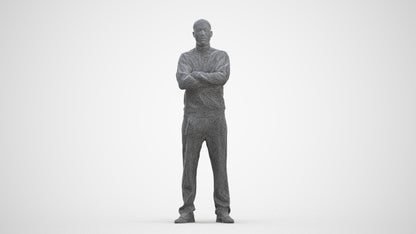 scanned 3D man standing, photogrammetry people for Enscape and V-Ray, three-quarter front view render