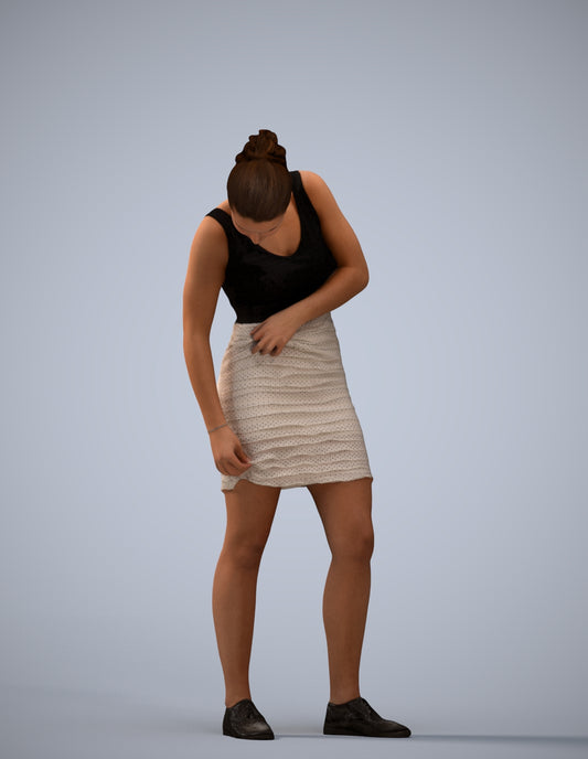 realistic 3D human girl casual kids, archviz people FBX OBJ for Blender