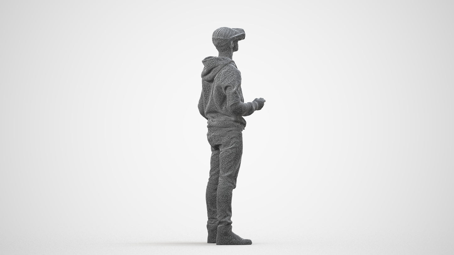 realistic 3D human boy casual kids, archviz people FBX OBJ for Blender, wireframe side view