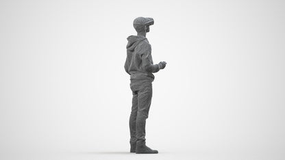 realistic 3D human boy casual kids, archviz people FBX OBJ for Blender, wireframe side view