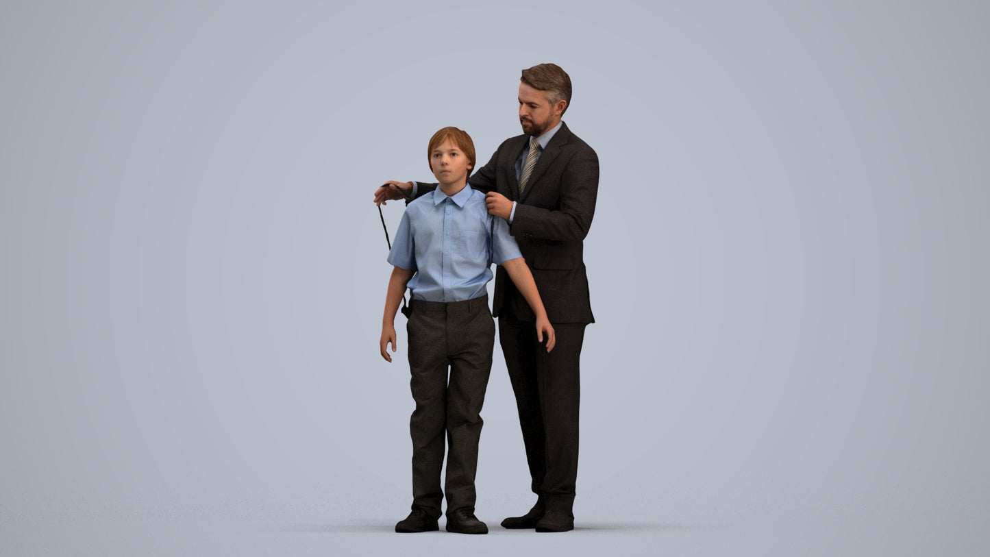 3D people model girl kids, scanned human for 3ds Max rendering, standing pose render