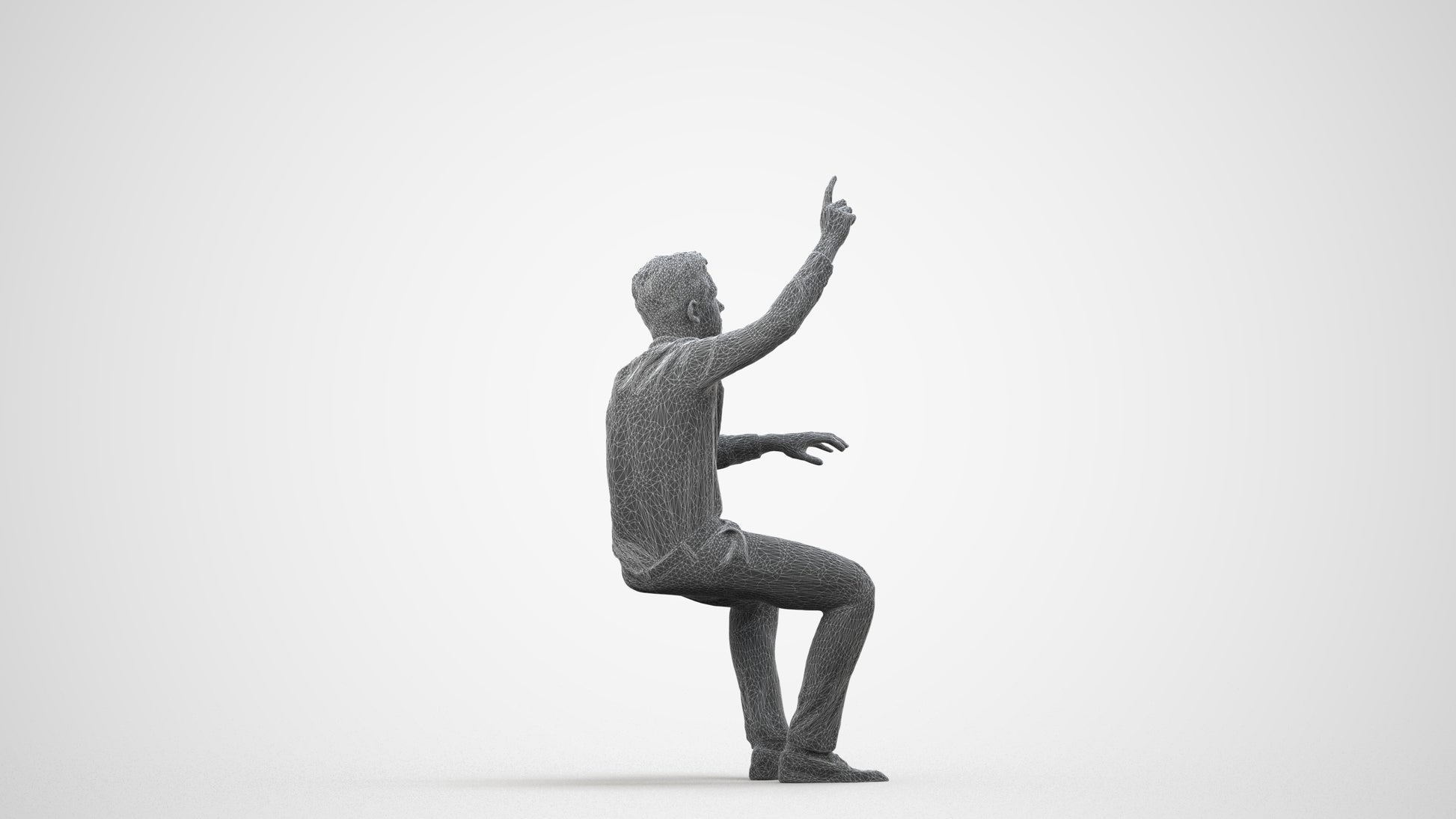 realistic 3D boy kids, scanned archviz people for Blender and 3ds Max, wireframe side view