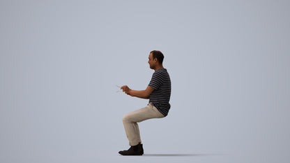 realistic 3D people man casual sitting, render-ready for V-Ray and Corona, FBX OBJ, three-quarter view render