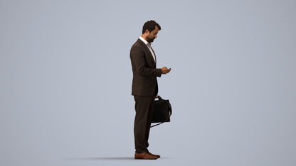 3D people model man business, scanned human for 3ds Max rendering, side view render