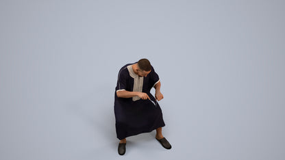realistic 3D man sitting, scanned archviz people for Blender and 3ds Max, back view render