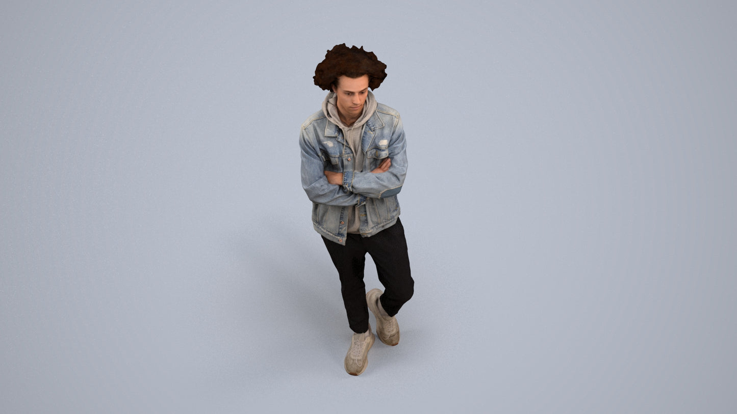 scanned 3D man casual standing, photogrammetry people for Enscape and V-Ray, back view render
