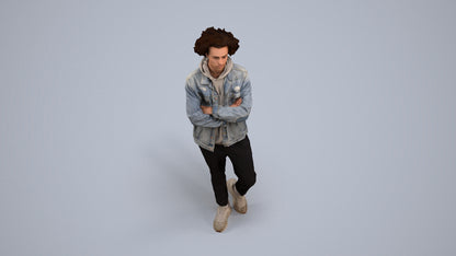 scanned 3D man casual standing, photogrammetry people for Enscape and V-Ray, back view render