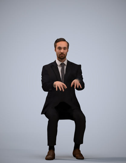 realistic 3D man formal business, scanned archviz people for Blender and 3ds Max