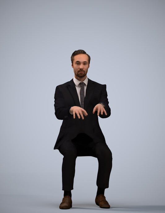 realistic 3D man formal business, scanned archviz people for Blender and 3ds Max
