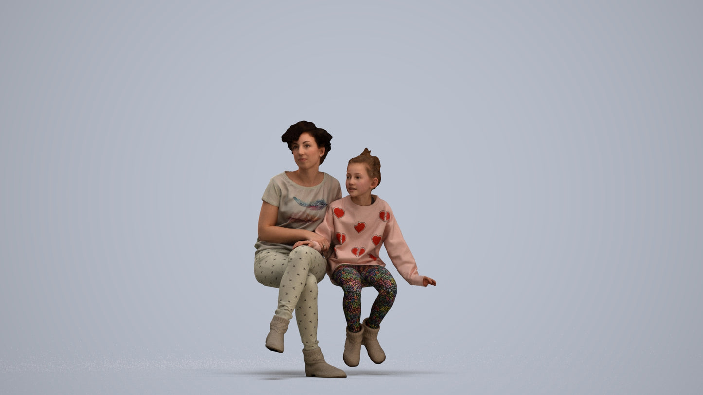 realistic 3D people girl kids, render-ready for V-Ray and Corona, FBX OBJ, standing pose render