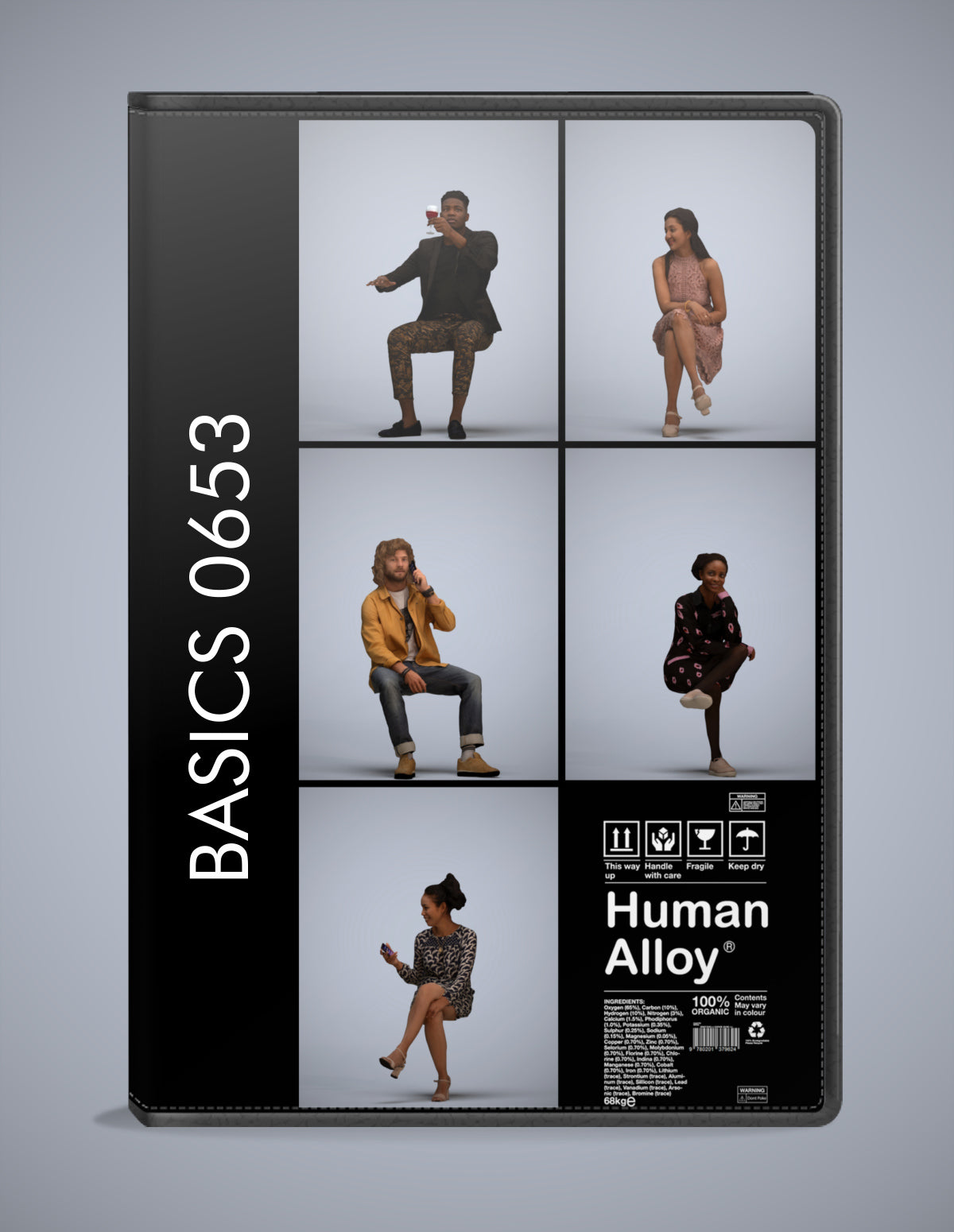 photogrammetry 3D people sitting collection, 5 realistic human models archviz FBX