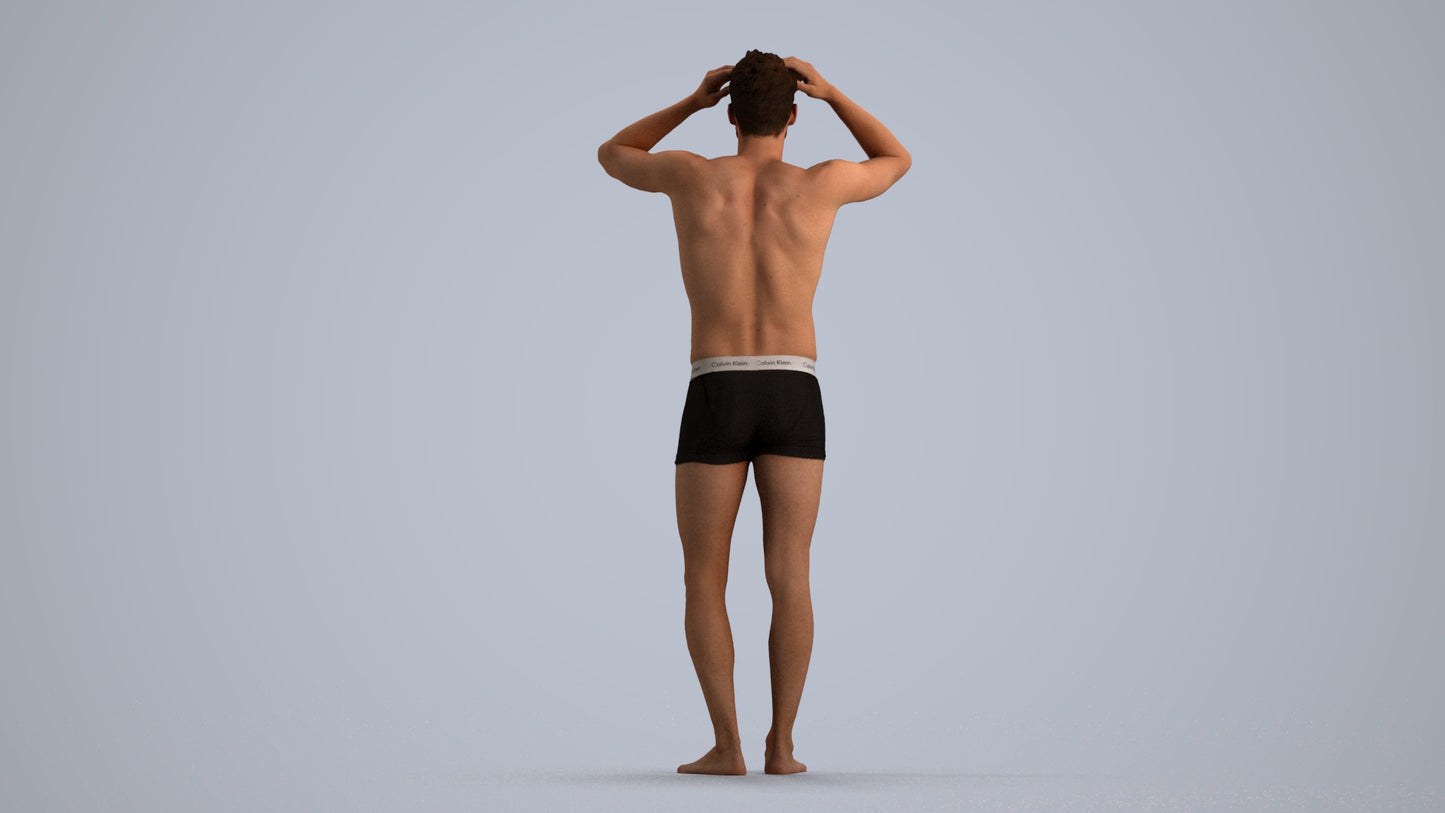 scanned 3D man bathroom, photogrammetry people for Enscape and V-Ray, front view render