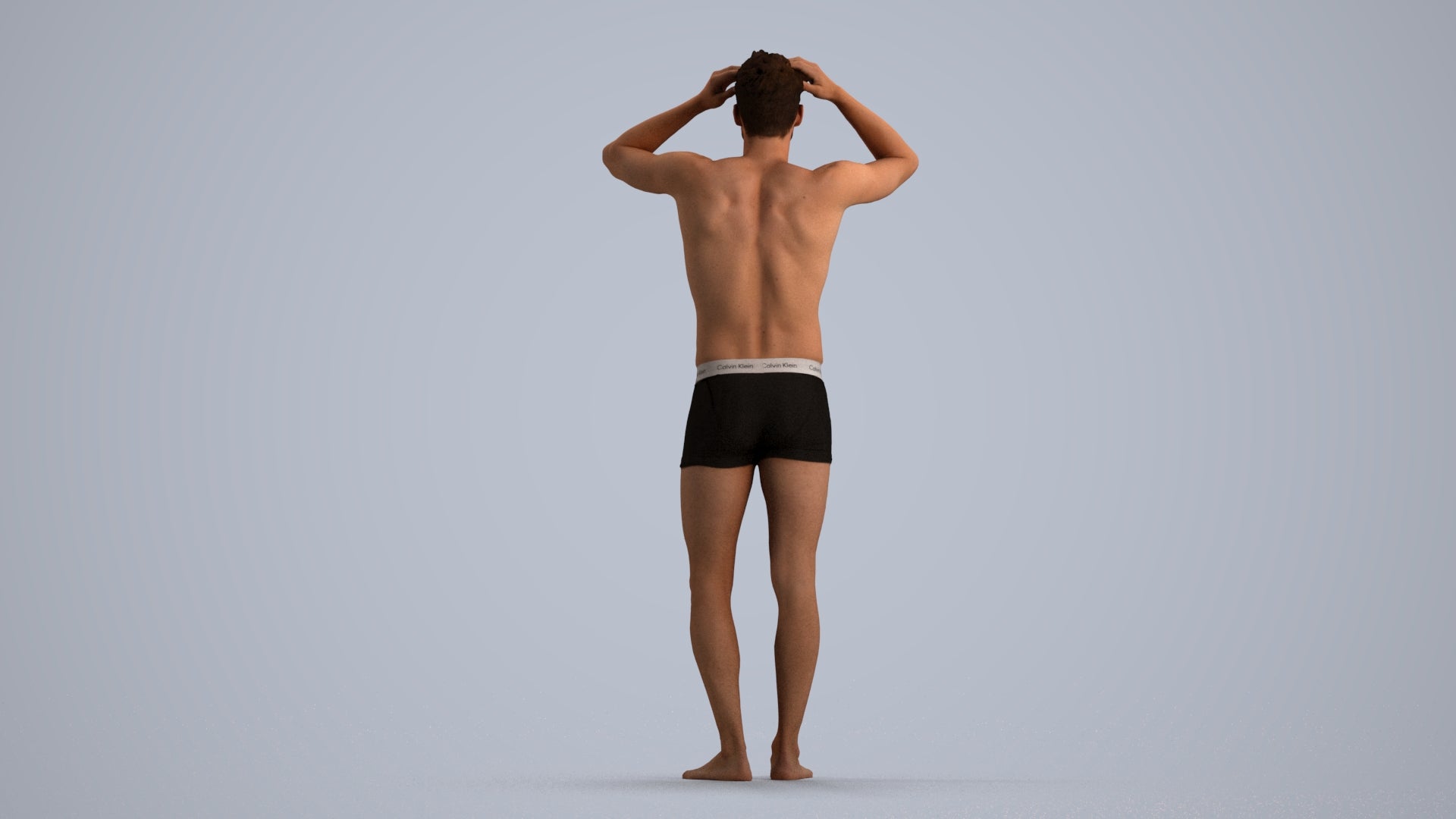 scanned 3D man bathroom, photogrammetry people for Enscape and V-Ray, front view render