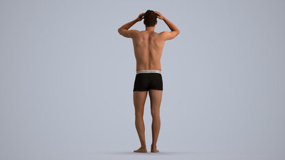 scanned 3D man bathroom, photogrammetry people for Enscape and V-Ray, front view render
