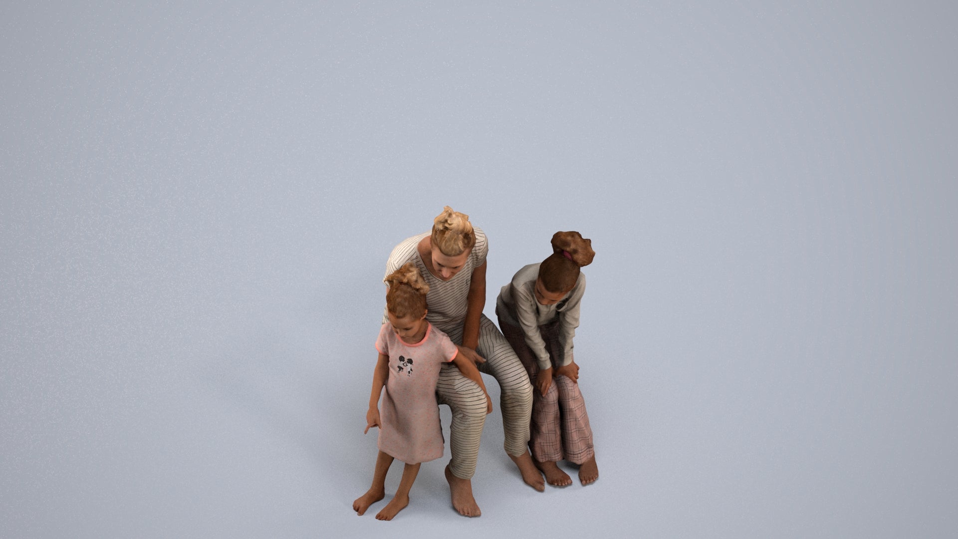 scanned 3D girl casual kids, photogrammetry people for Enscape and V-Ray, back view render
