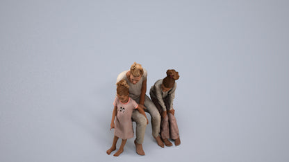 scanned 3D girl casual kids, photogrammetry people for Enscape and V-Ray, back view render