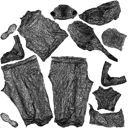 scanned 3D man standing, photogrammetry people for Enscape and V-Ray, wireframe top-down view