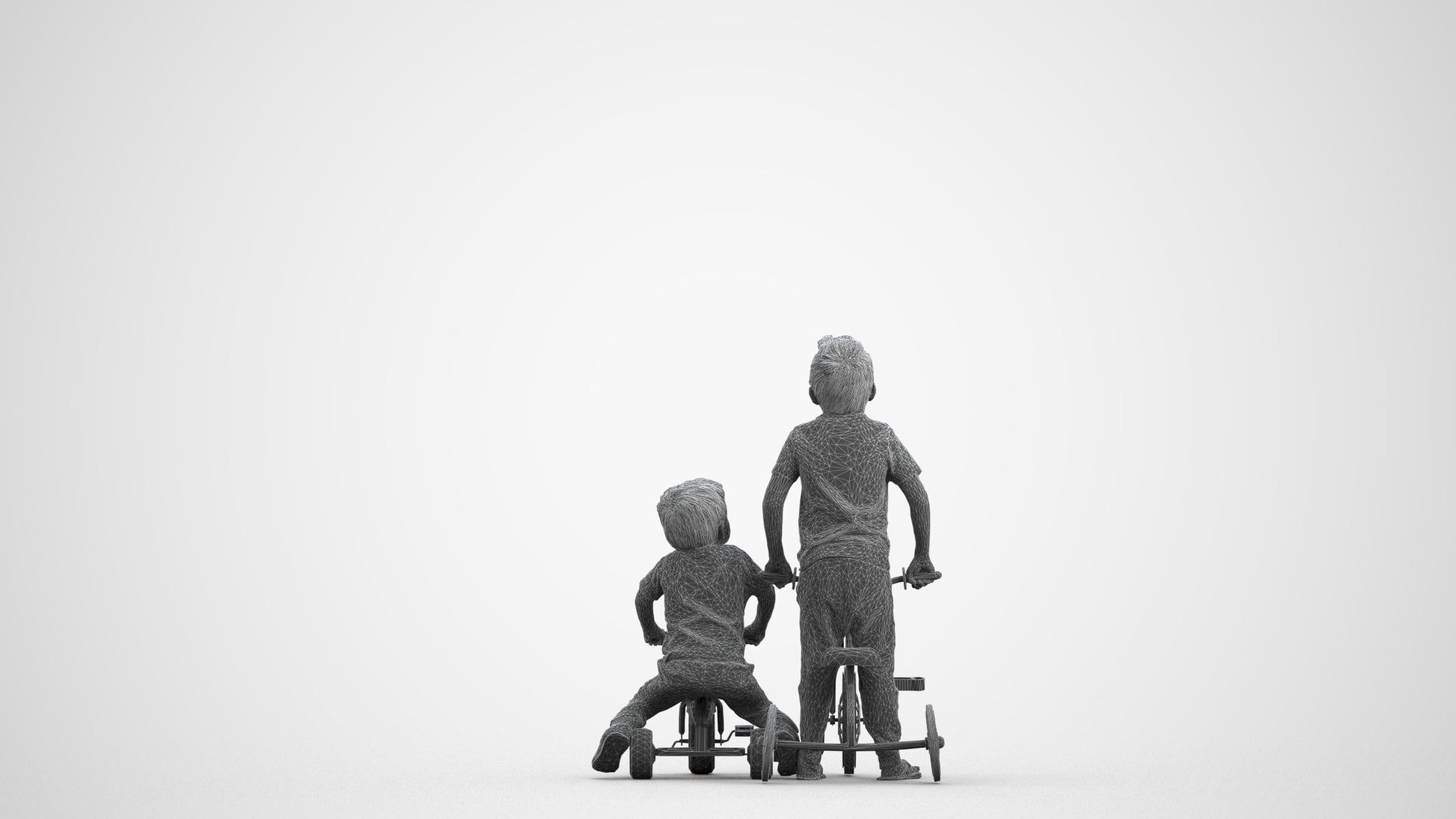 realistic 3D boy casual kids, scanned archviz people for Blender and 3ds Max, wireframe front view