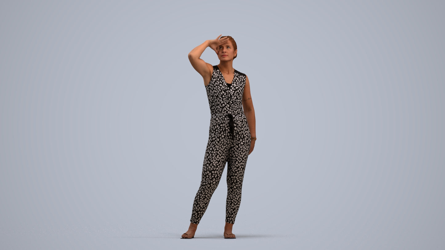 realistic 3D woman casual standing, scanned archviz people for Blender and 3ds Max, standing pose render