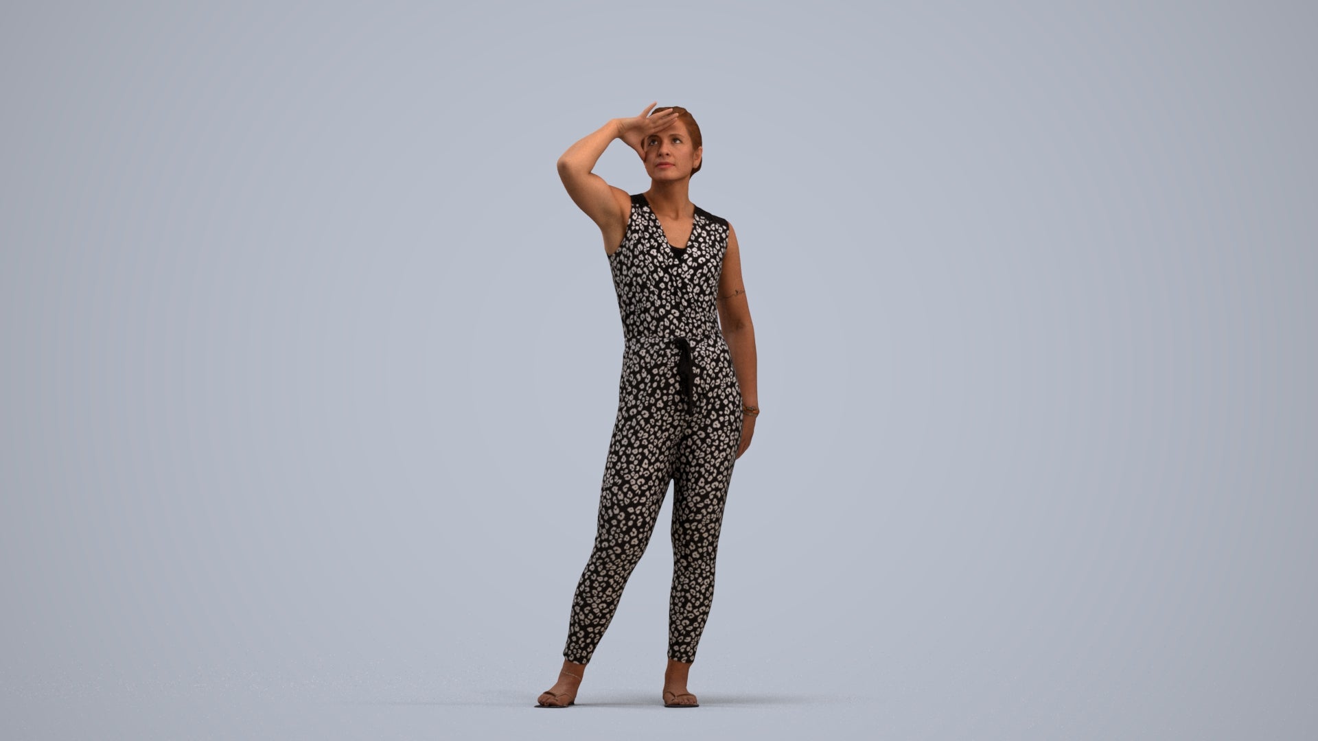 realistic 3D woman casual standing, scanned archviz people for Blender and 3ds Max, standing pose render