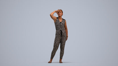 realistic 3D woman casual standing, scanned archviz people for Blender and 3ds Max, standing pose render