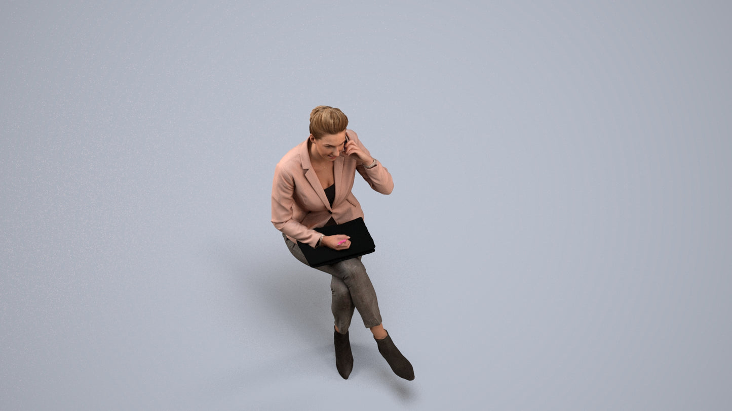 photogrammetry 3D woman business, realistic human model archviz FBX, back view render