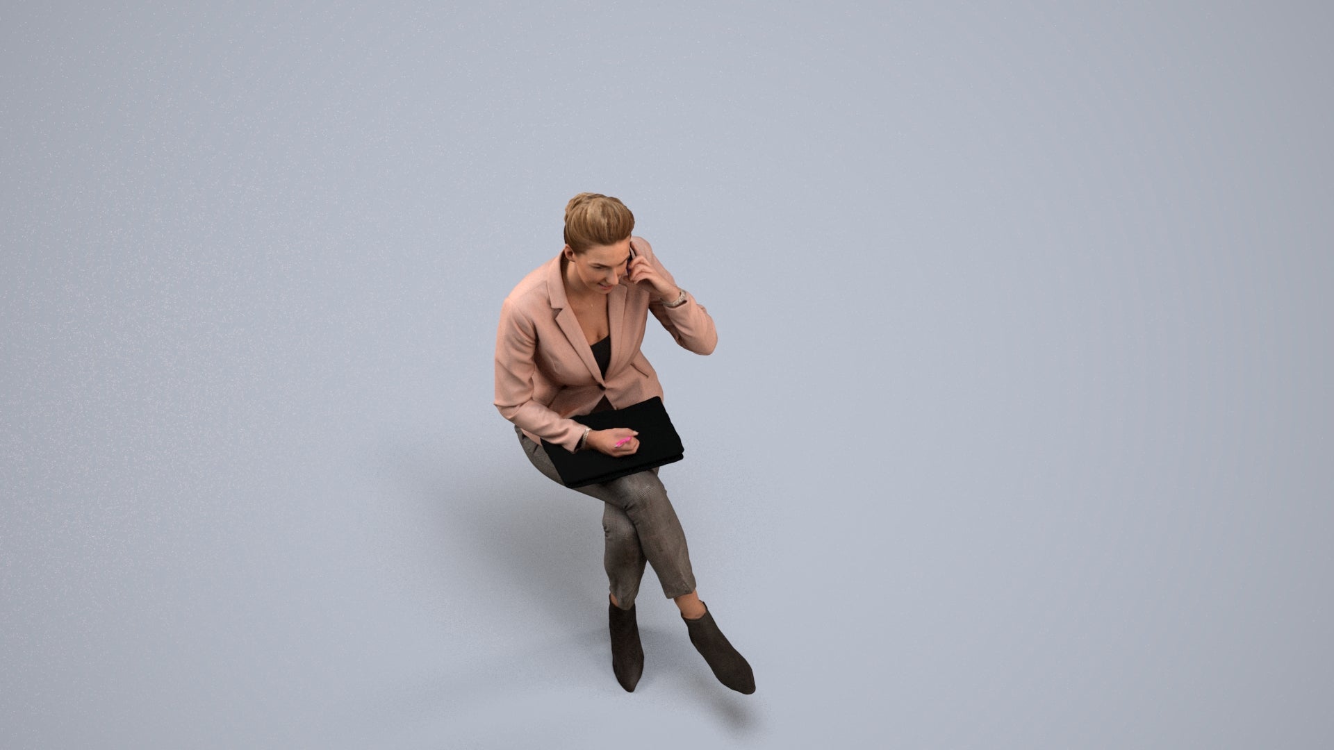 photogrammetry 3D woman business, realistic human model archviz FBX, back view render
