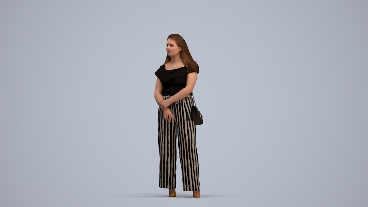 realistic 3D people woman casual standing, render-ready for V-Ray and Corona, FBX OBJ, standing pose render