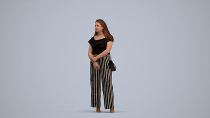 realistic 3D people woman casual standing, render-ready for V-Ray and Corona, FBX OBJ, standing pose render