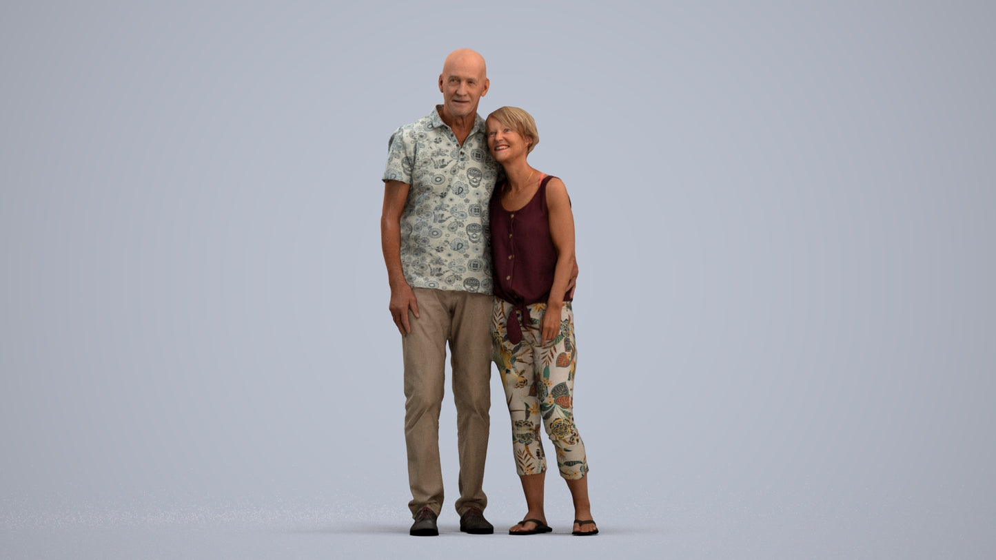 scanned 3D senior woman standing, photogrammetry people for Enscape and V-Ray, standing pose render