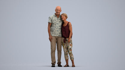 scanned 3D senior woman standing, photogrammetry people for Enscape and V-Ray, standing pose render