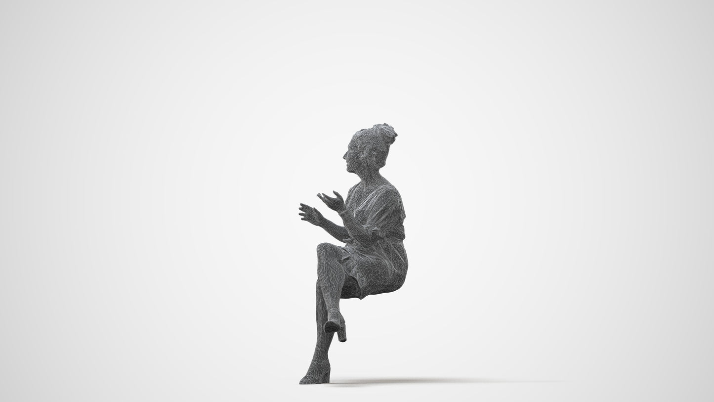 realistic 3D people woman casual sitting, render-ready for V-Ray and Corona, FBX OBJ, square thumbnail