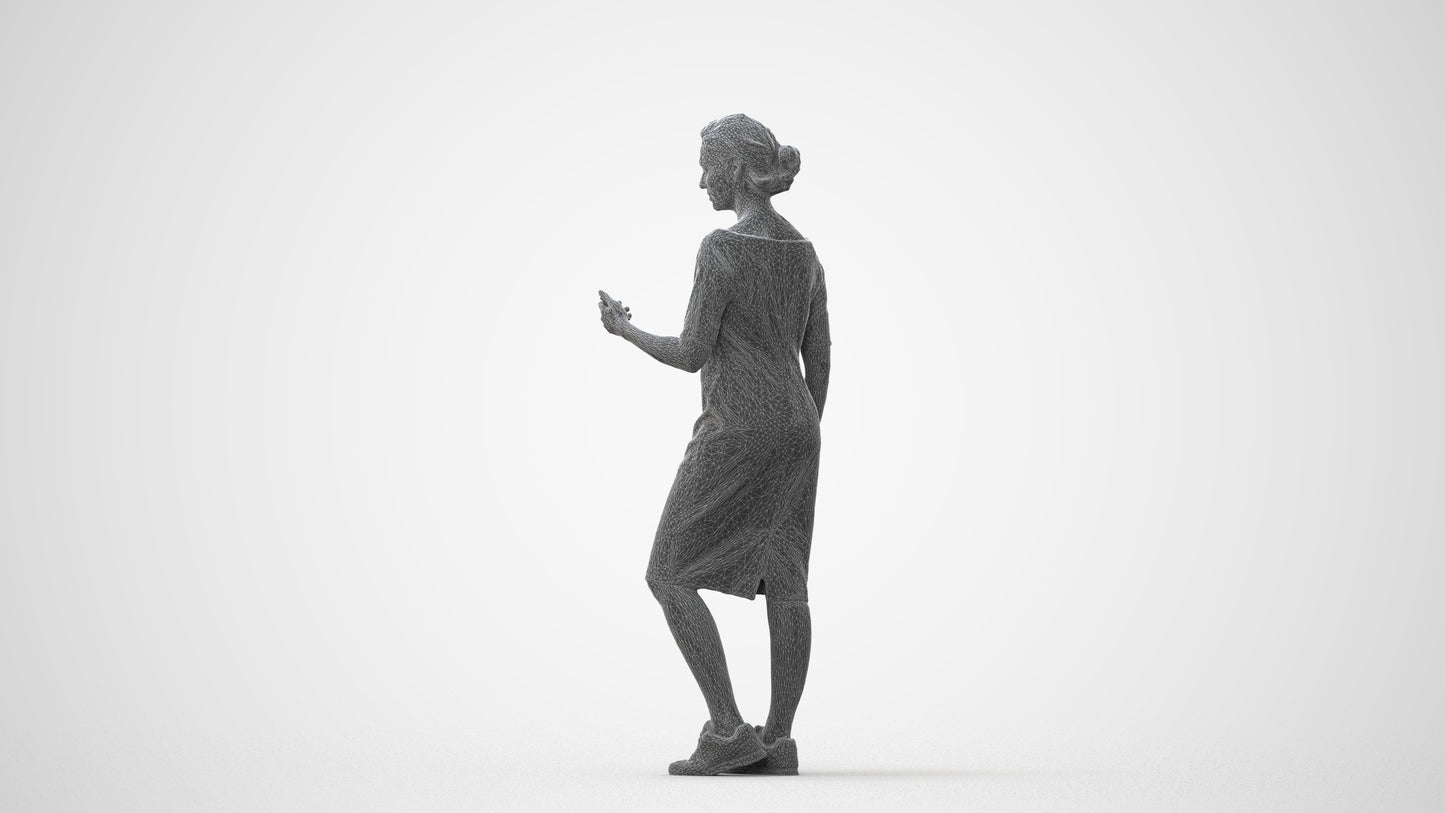 3D people model woman casual standing, scanned human for 3ds Max rendering, square thumbnail