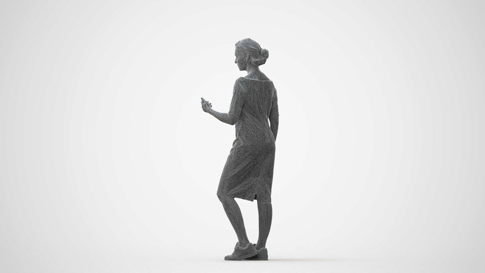 3D people model woman casual standing, scanned human for 3ds Max rendering, square thumbnail