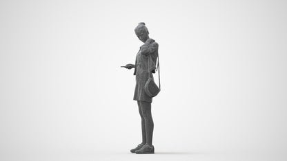 realistic 3D woman casual standing, scanned archviz people for Blender and 3ds Max, square thumbnail